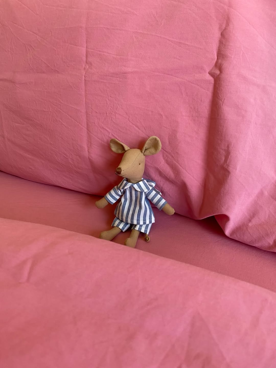That lovely lazy feeling! ☁️ Our mini mouse has already found the best spot in the house: snug among the sheets. At just 16cm of pure cuteness, it’s impossib…