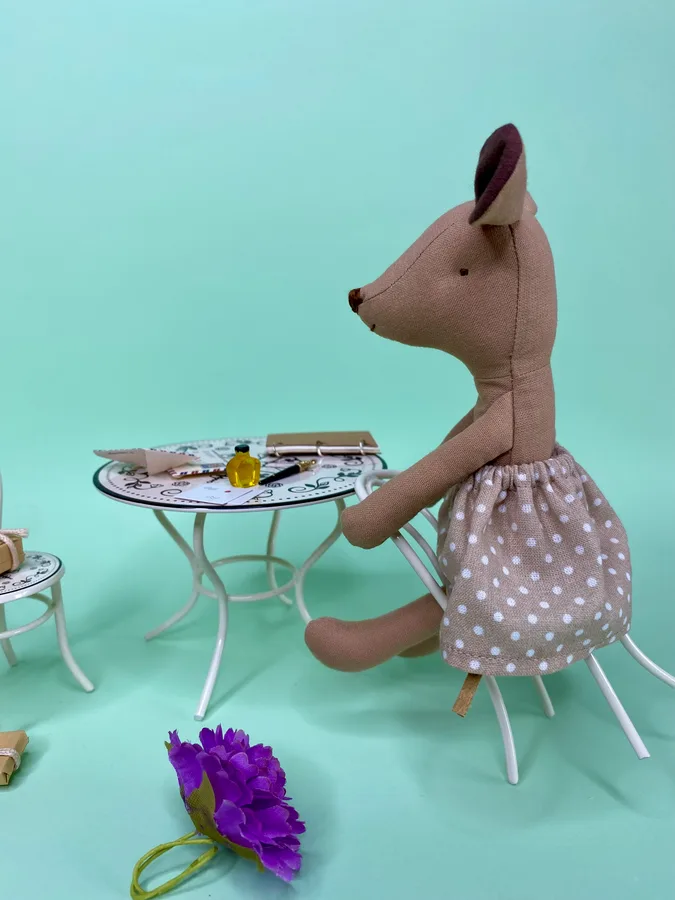 Minissaia Bege com Bolinhas para Ratinhas