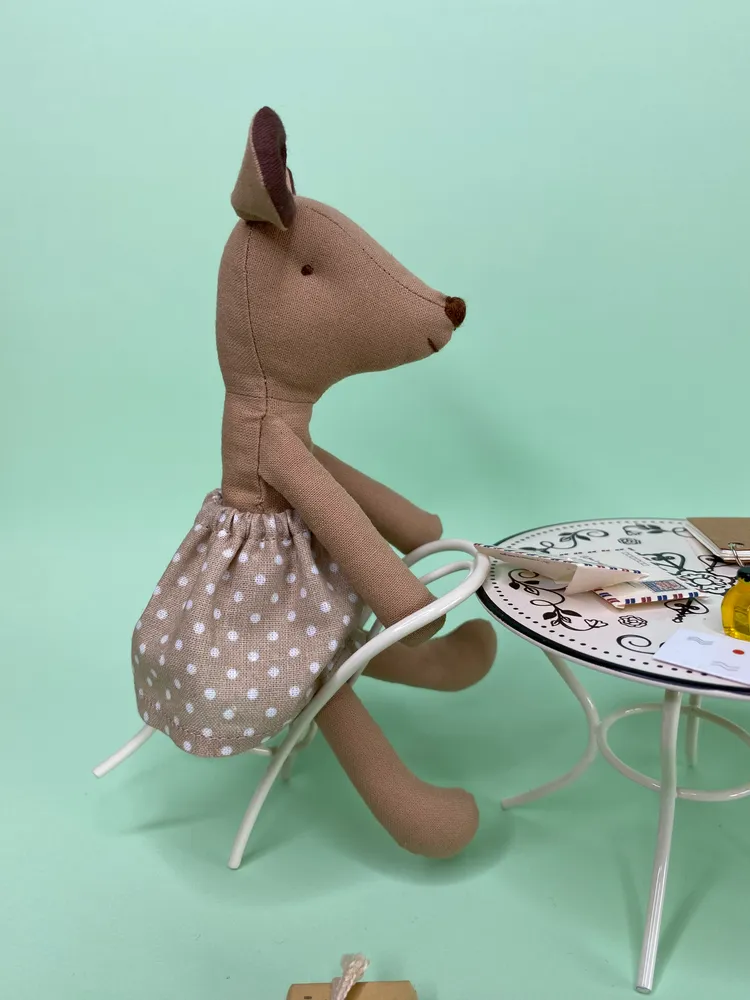 Minissaia Bege com Bolinhas para Ratinhas