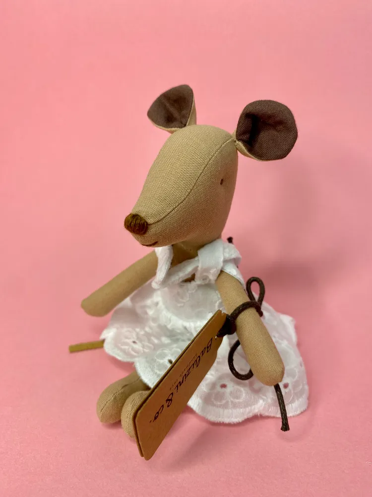 Mini Ratinha com Vestido em Bordado Inglês