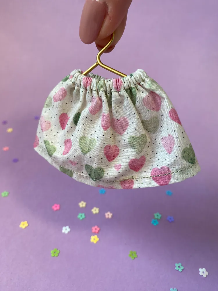 Heart Patterned Top and Skirt Set for Mice