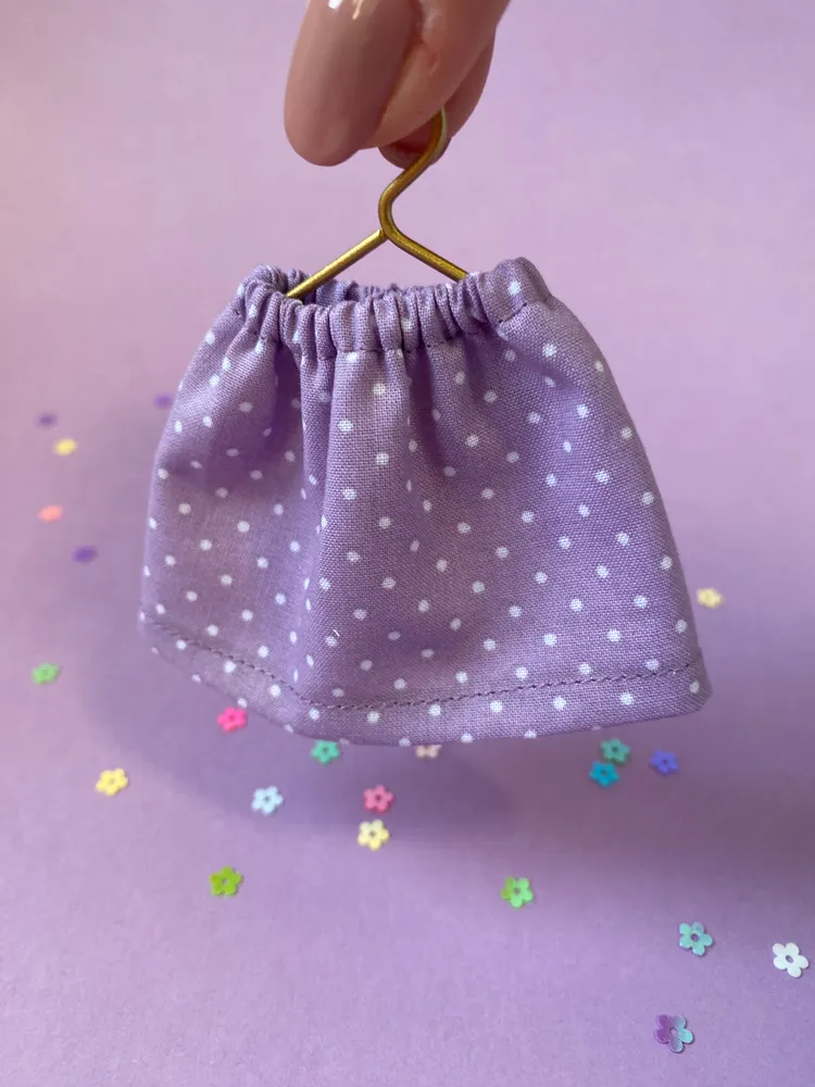 Lilac Polka Dot Mini Skirt for Mice