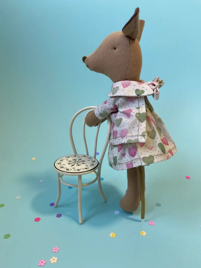 Heart Patterned Top and Skirt Set for Mice
